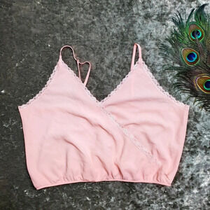 Chelsea28 Pink Cropped Lace Trim Cami